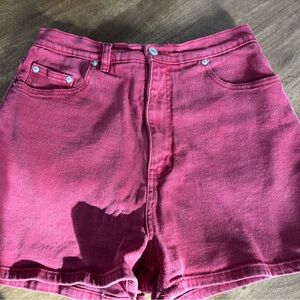 Red Vintage Route 66 Denim Shorts